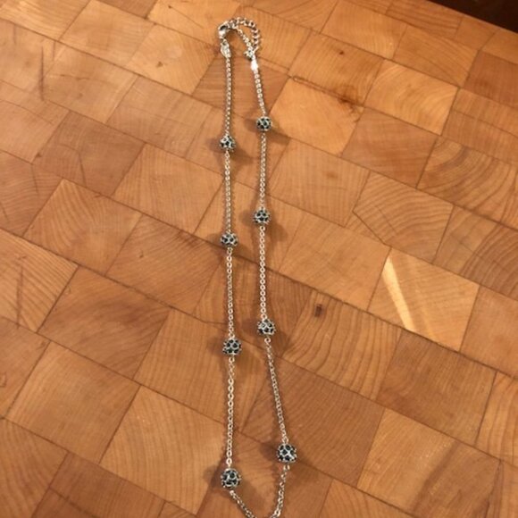 NOLAN MILLER Vintage Blue Crystal Silver Chain Necklace - Picture 13 of 16